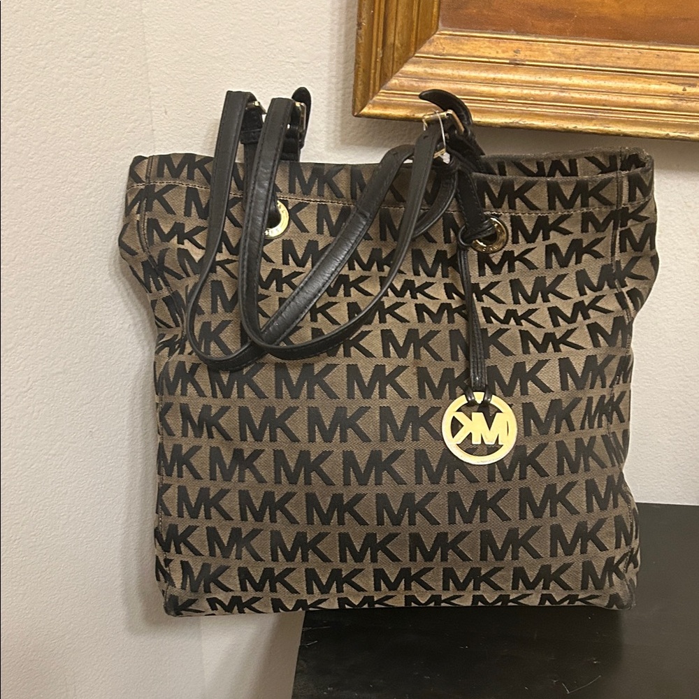 Michael Kors Black and Brown Logo Tote